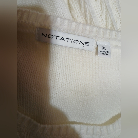 NOTATIONS Cozy Chunky Knit Sweater Ivory Acrylic XL Cottagecore - Picture 4 of 5